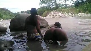 Fucking secretly in the river
