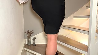 Serious Office Secretary Walking, Undressing and Posing for You - Business-bitch