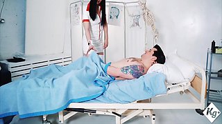 Exotic Fetish Nurse Uses Her Hands Mouth And Wet Cunt To Cure Her Huge Dick Patients Chronic Masturbation 11 Min With Raylan Franco And Roxee Couture