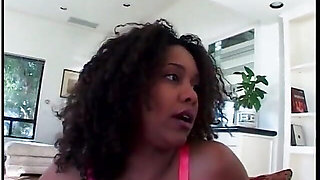 Busty brown girl gets her mouth filled