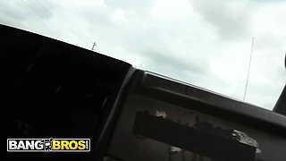Bangbros - explicit kait flashes her Small Tits in the nail bus, then sucks tony's Big Dick