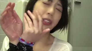 Cute Japanese Girl Takes Drink More Water