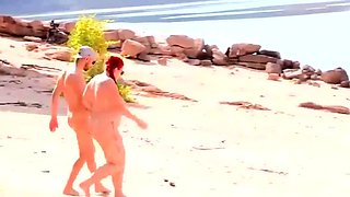 Marie Loves Public Beach Sex - outdoor threesome for