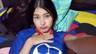 Mexican babe in a Japanese uniform with big tits gets it anally