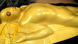 two women fetish latex asslicking and anal mff