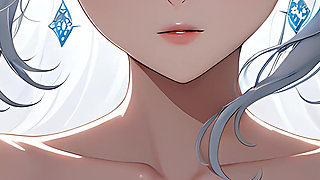 Soft Starlight a Beautiful Young Woman with Glowing Eyes in Animated Style