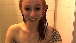 Bathroom Dildo: Babe, Solo  Masturbation Porn