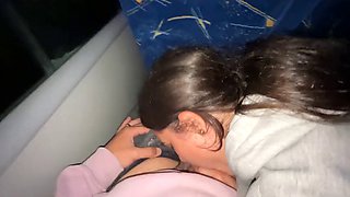 I suck an unknown passenger on a real bus and he cums in my mouth