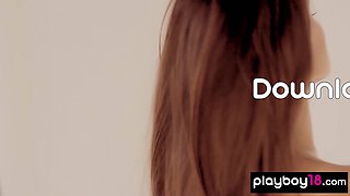 Flexible naked mommy ballerina practicing