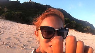 Big ass Thai amateur GF beach visit and homemade sex tape
