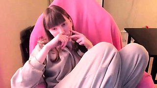 Pink labia close up of naive brunette