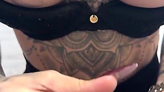 MILF with Big Pierced Nippes Fucks Uretha with Her Long Nails. Mistress Pierced Clock Cumshot Slave