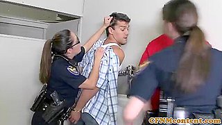 Assfucked femdom cfnm police officers taste spunk
