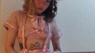 Cute Teen Dancing in Pink Lingerie
