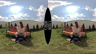 Petite Step Sis Couple's Wild Public Passion on Bench