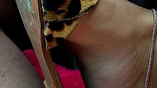 Dirty Feet Footjob in Car While Showing Ass