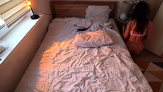 Orgasm in my neighbor's bedroom while he's away at college