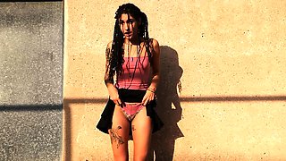 Smooth ass Latin woman anal masturbating in chatroom