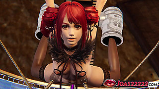 Amy Sorel In Sex Machine With Two Dildos And Clit Stimulation 3D Porn Animation