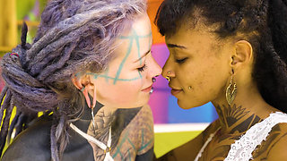 Tattooed Lesbian Strap-on Fuck Squirting and Piss Play