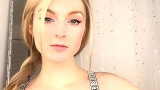 Hot blonde glamour babe solo plays to pleasure her hot body