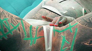 Skinny Tattoo Girl Plays with Her Anal Hole - Sextoy Masturbation
