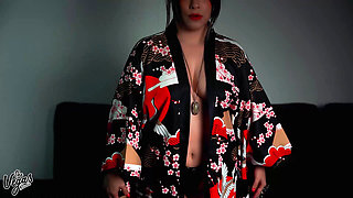 How cute do I look sucking cock in my new kimono from Anime Dakimakura Pillow?