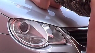 Hot MILF Fucked on the Car and Creampied