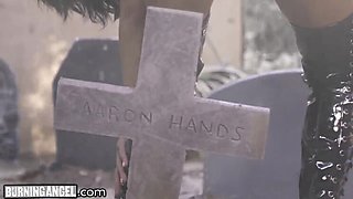 BurningAngel Genevieve's Ass is Taken in Public Graveyard