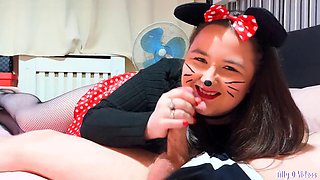 Minnie Mouse Cosplay Slut Takes A Cum load To The Mousey Face