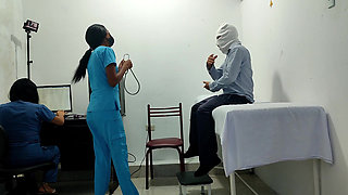 It Happened at the Clinic!! a Female Doctor and Nurse Seduce a Patient. They Fuck Him on the Stretcher