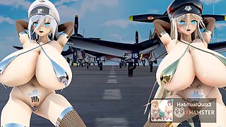 3D animated bukkake adventure in a Japanese game with a futanari twist