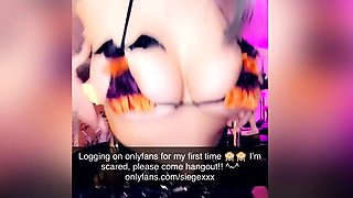 Glamour babe with big boobs masturbates in lingerie