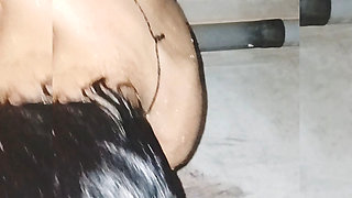 Hot teenager boy bathing naked , slim and skinny body need pleasure