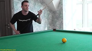 Her First Rough Anal On The Pool Table
