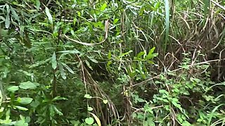 Hot asian teen with nice ass gets fucked doggystyle in the jungle