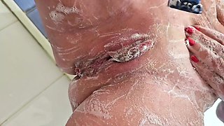 Shaving My Pussy Big Clit and He Washes Me Pee on Me