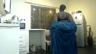 Fat Ass BBW Moaning and Stripteasing at the Kitchen
