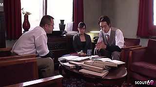 Japanese Teen 18+ Secretary With Glasses Seduce To Suck Fat Cock Of Old Ugly Guy In Uncensored