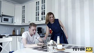 Tutor4k. dude deletes instructos dress and harshly dork around with senior female