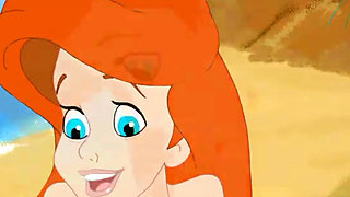Famous Ariel and her best friend having a cartoon threesome