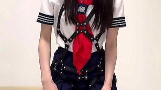 Tied up japanese teen toyed rough in trimmed pussy