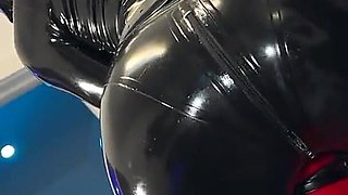 Solo 1: Showcasing Studio, Black Latex Catsuit, and Huge Red Cobra Strap-on