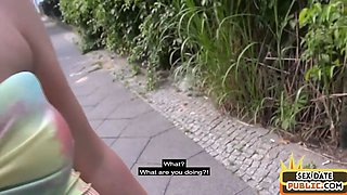 Public amateur German babe fucked outdoor after casting