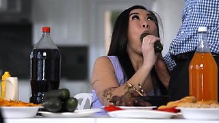 Petite asian babe pussypounded by DILF