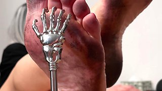 Scratching Dirty Feet of the Mistress on the Table POV