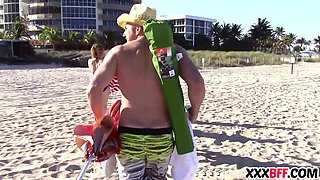 Spring break friends sharing a knob