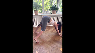 teasing yoga in tight long skirt