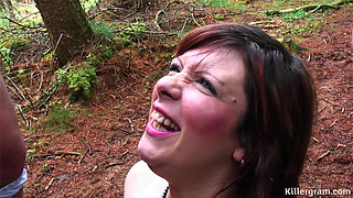 Chubby British Skank Meets a Group of Strangers in the Woods for a Dirty Dogging Mission