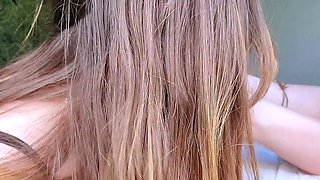 Cute teen girl enjoys foot fetish